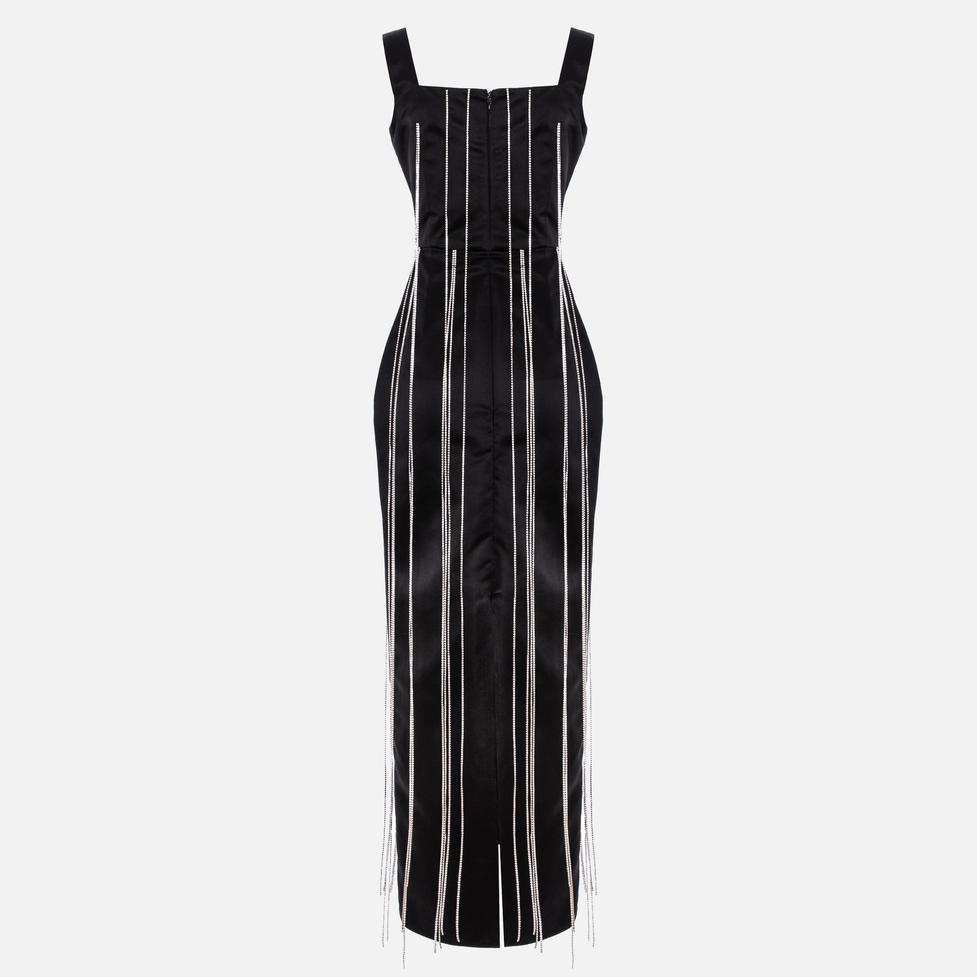 LONG DRESS WITH CRYSTAL STRANDS