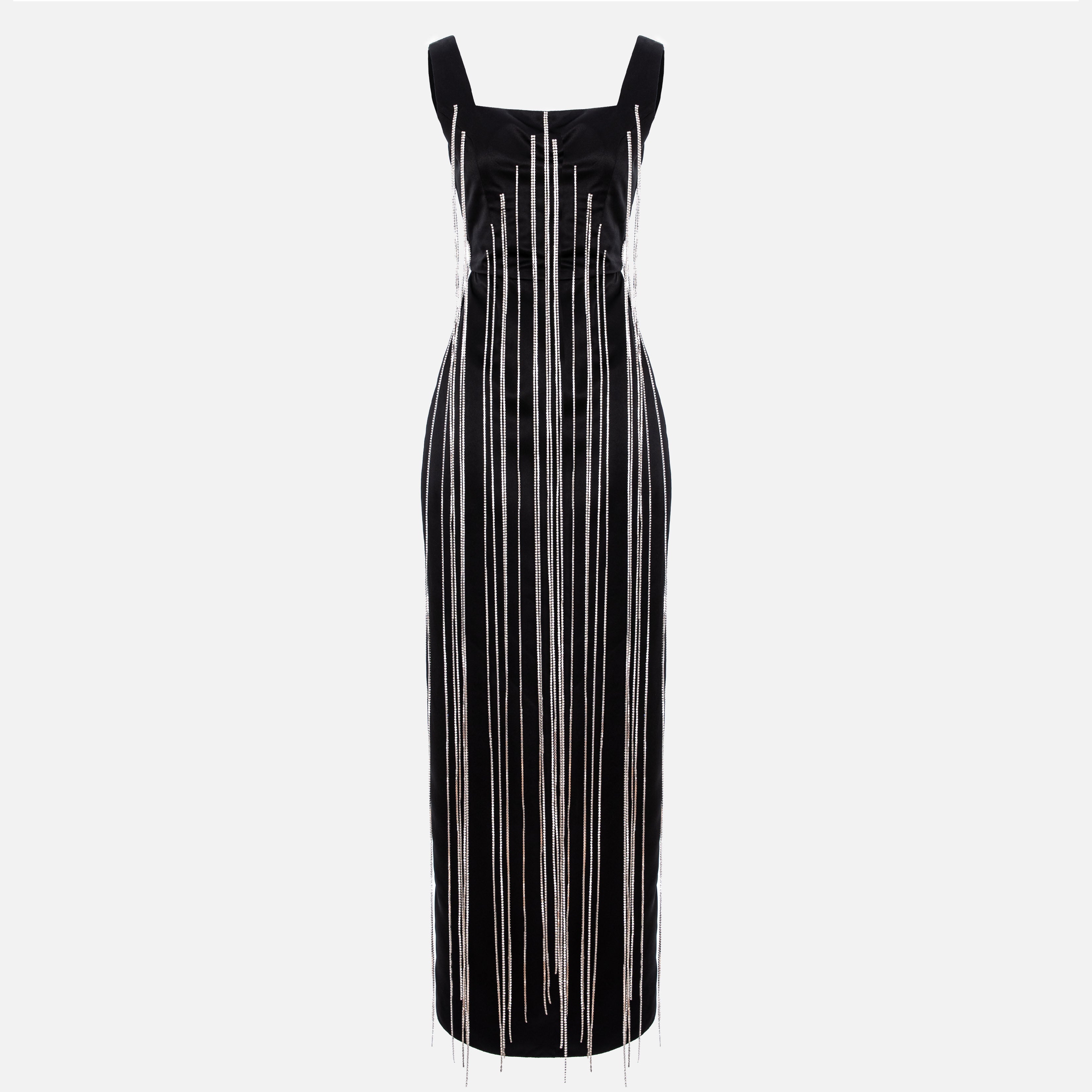LONG DRESS WITH CRYSTAL STRANDS