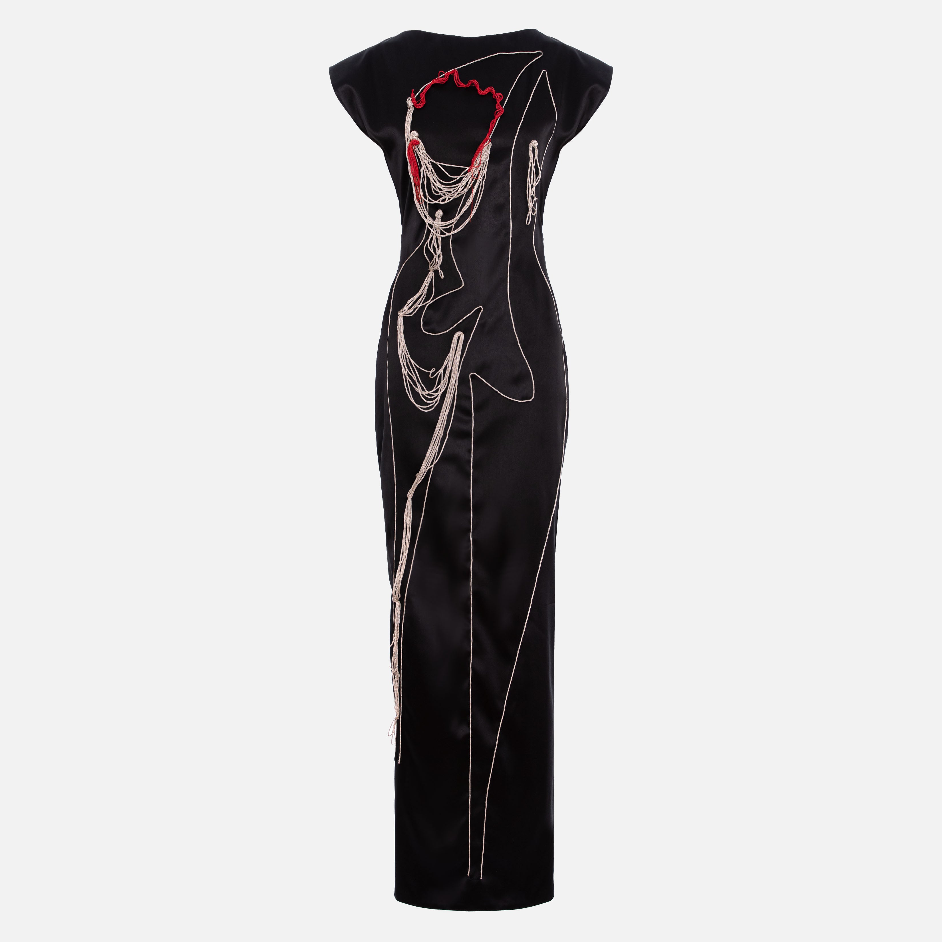 LONG DRESS WITH HAND-STITCHED APPLIQUÉS
