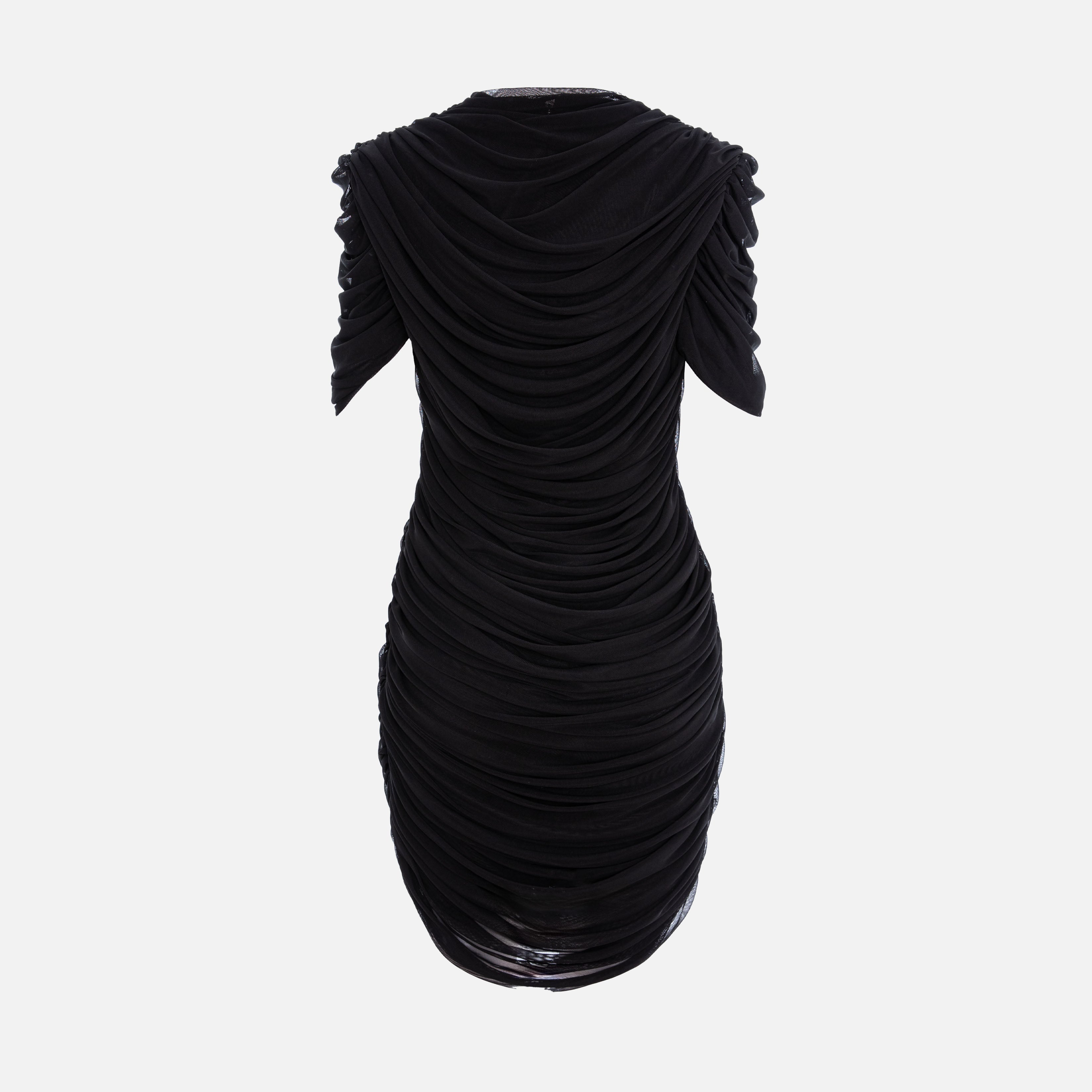 BLACK MINI DRESS WITH RUFFLES