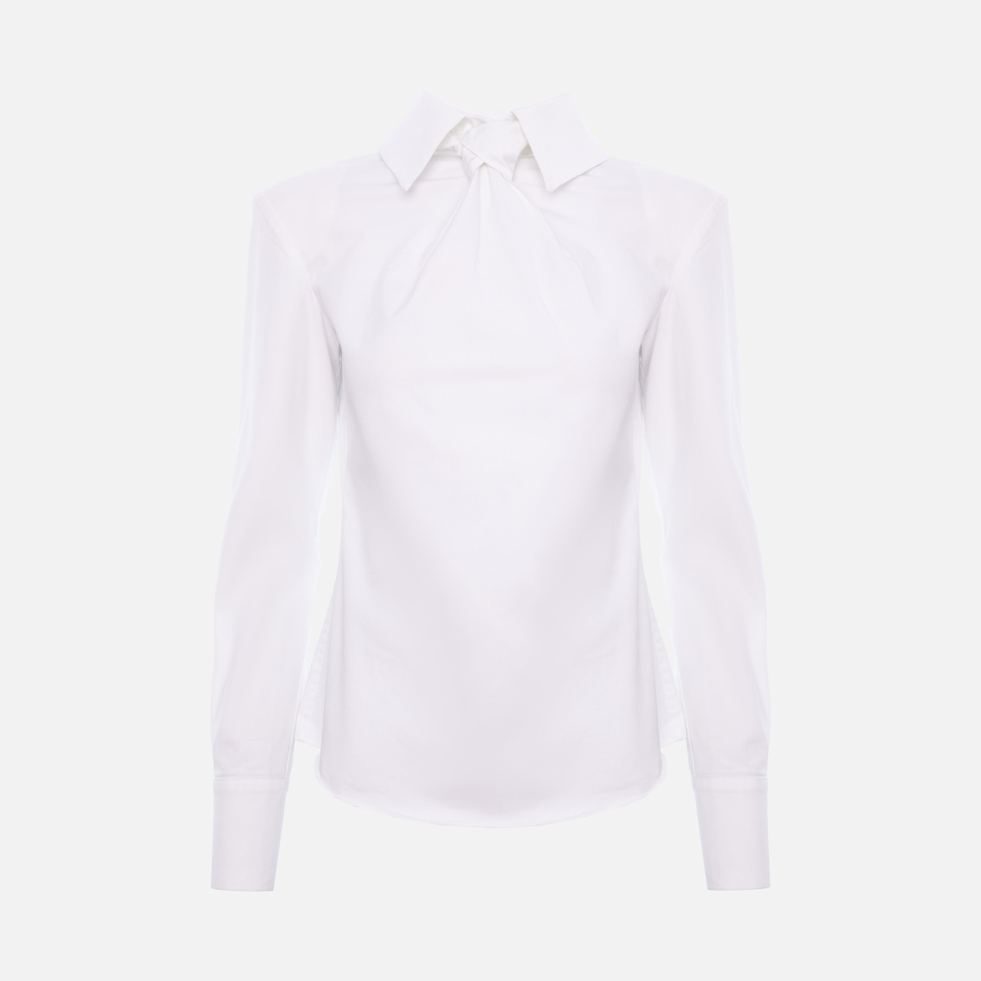 CLEAR WHITE KNOTTED POPLIN SHIRT