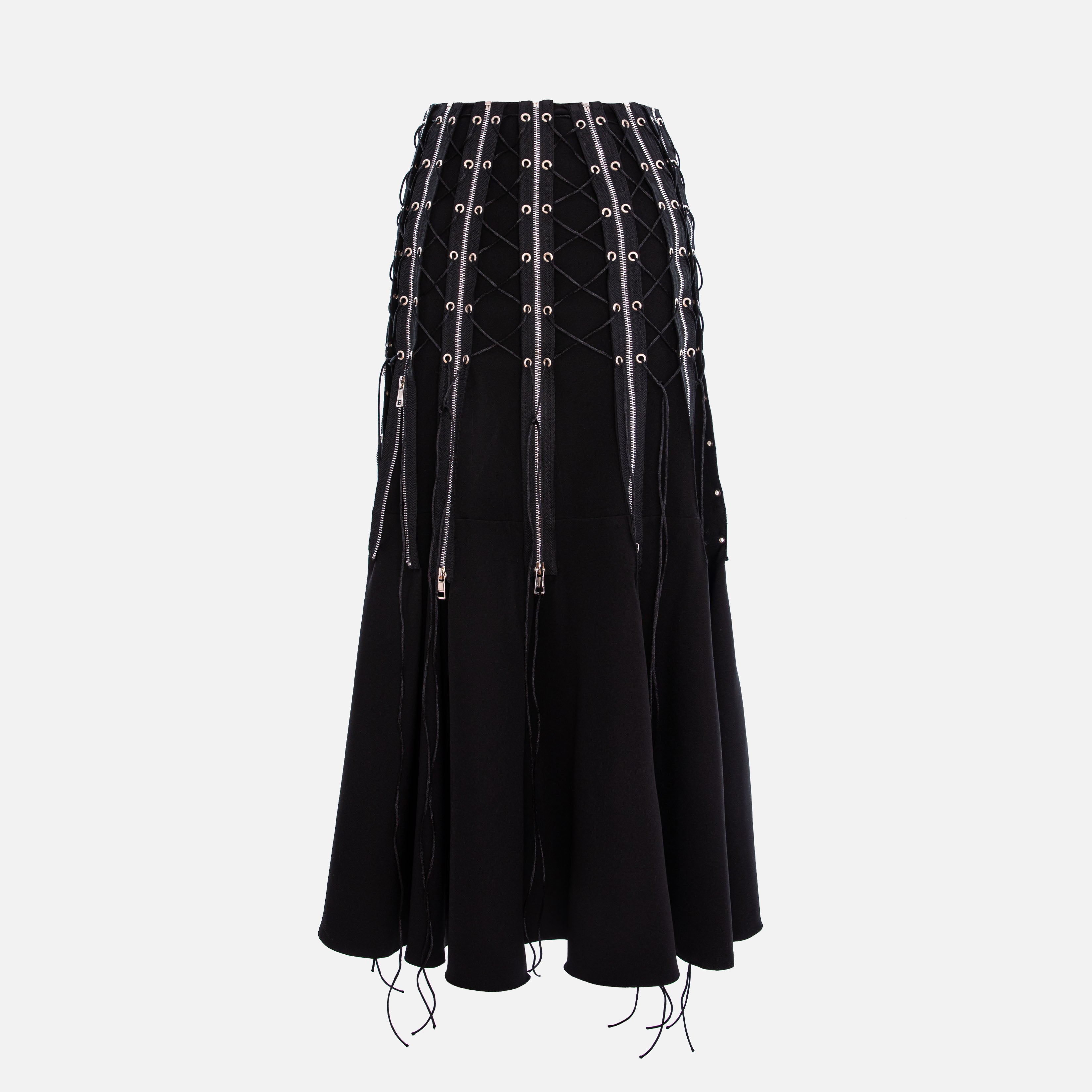 ASYMMETRICAL MIDI SKIRT WITH LACES