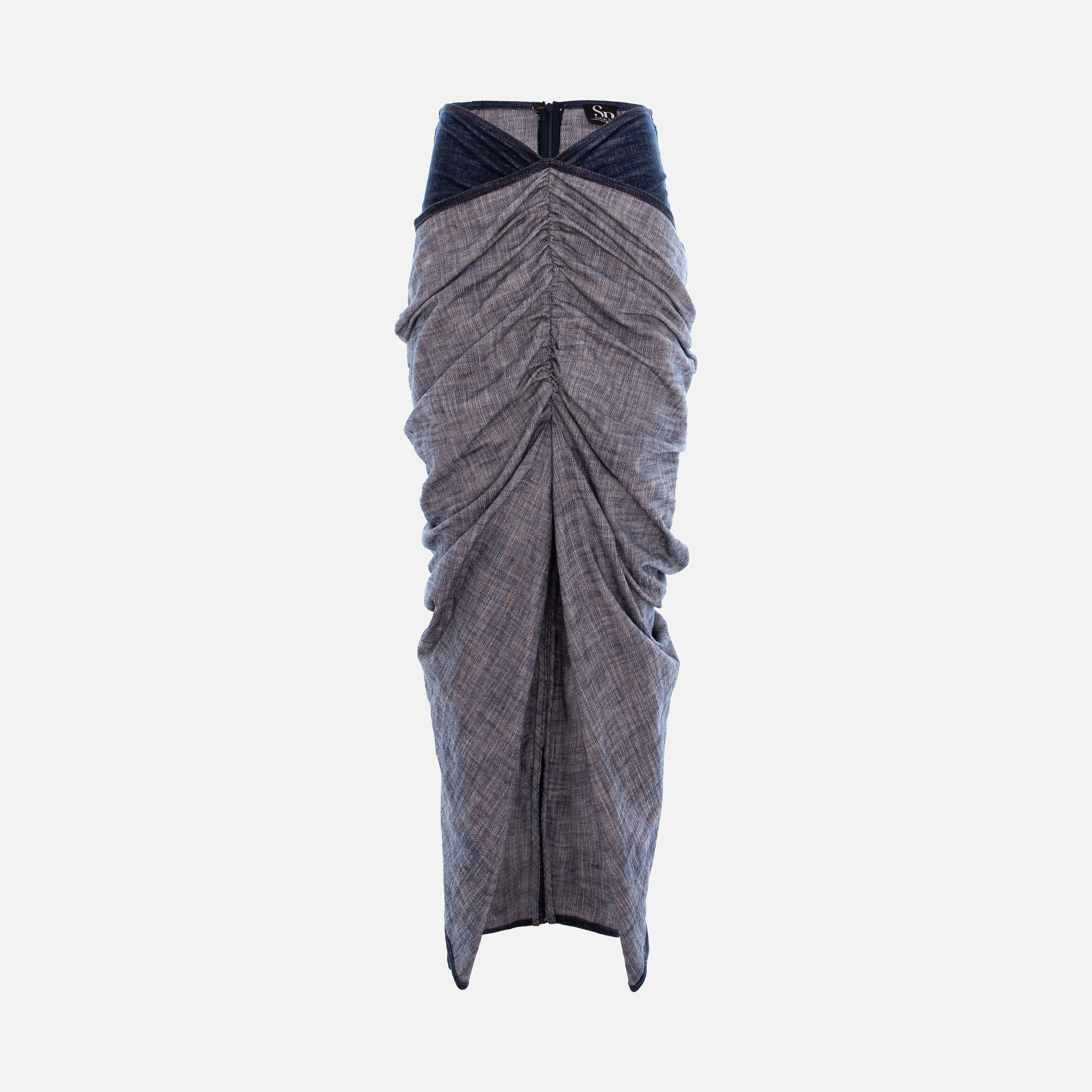 ASYMMETRICAL LONG DENIM DRESS