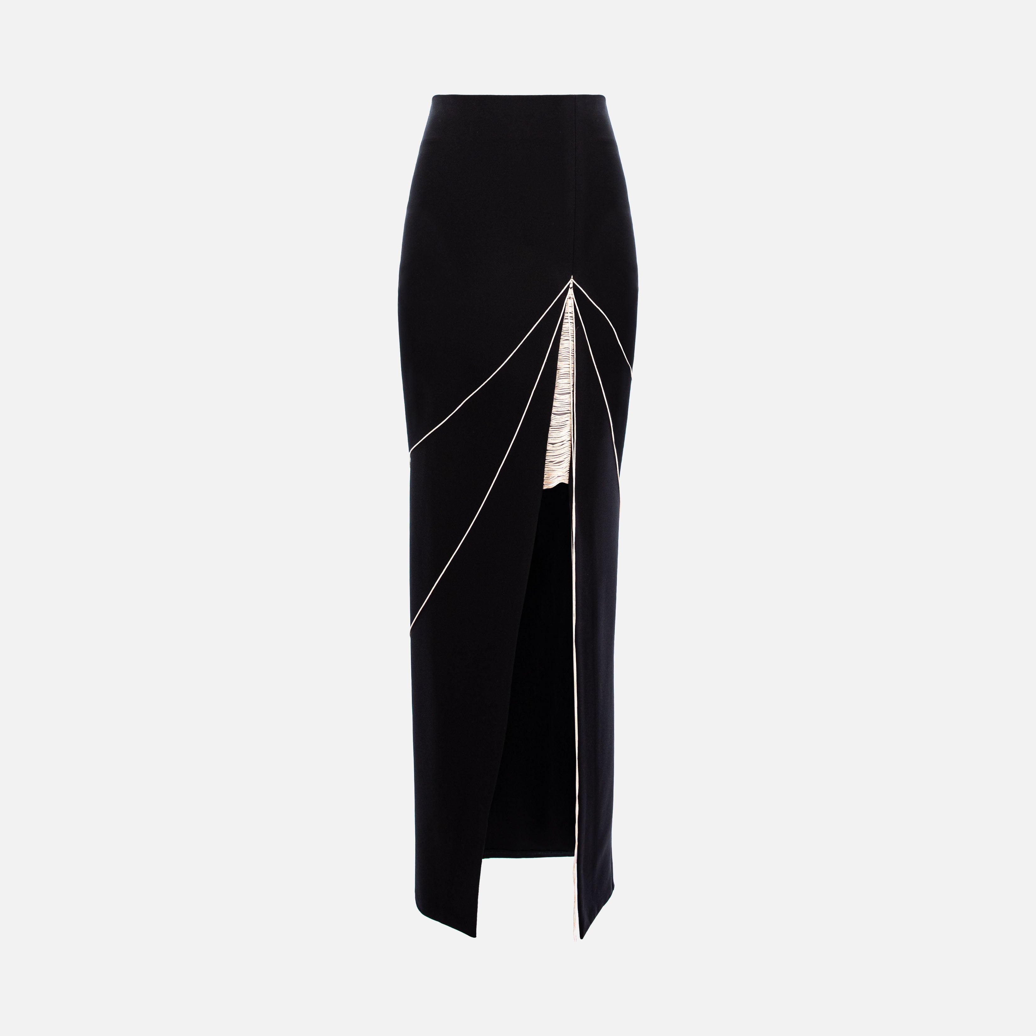 LONG STRAIGHT SKIRT WITH HAND-STITCHED DETAILS