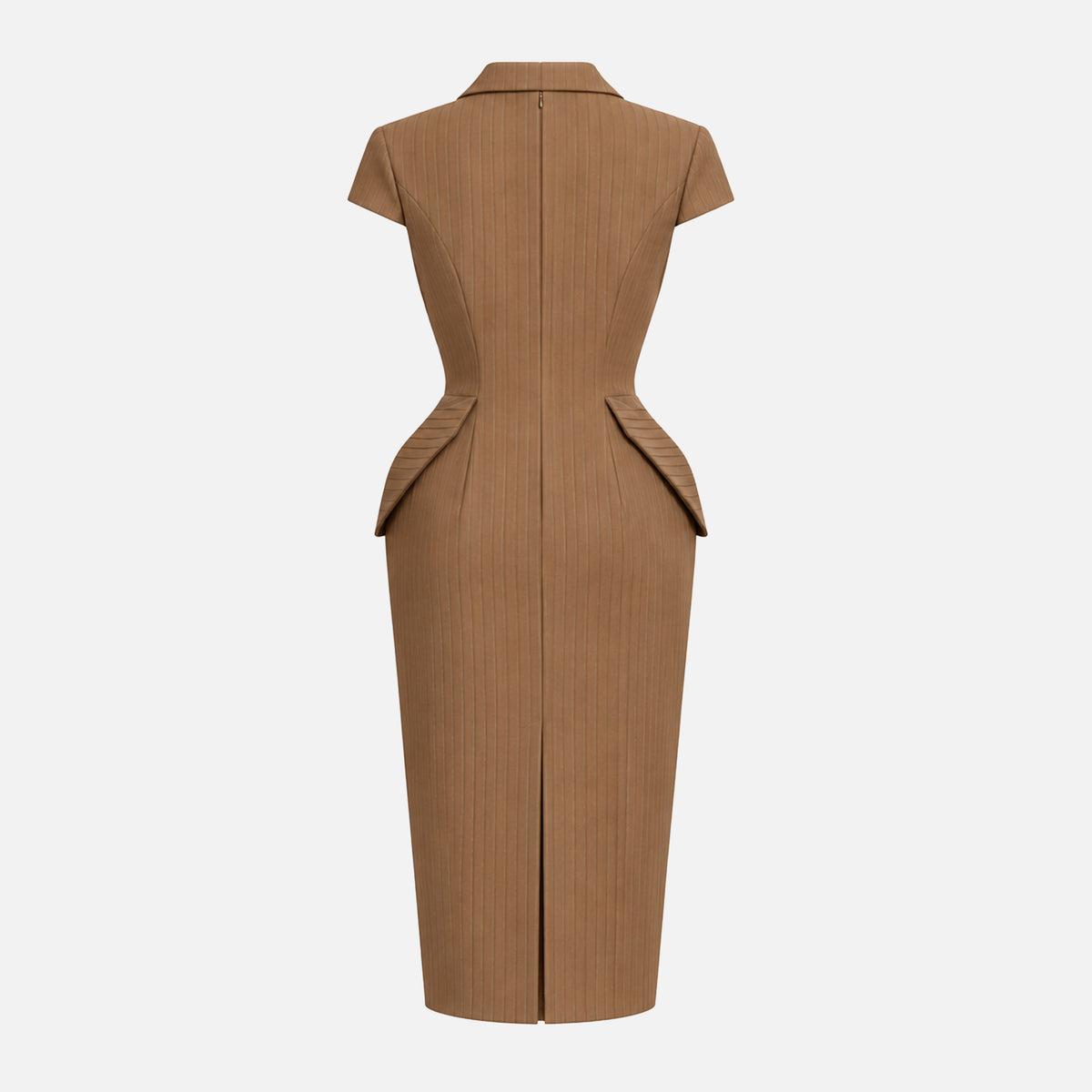 PINSTRIPE STRUCTURED MIDI DRESS