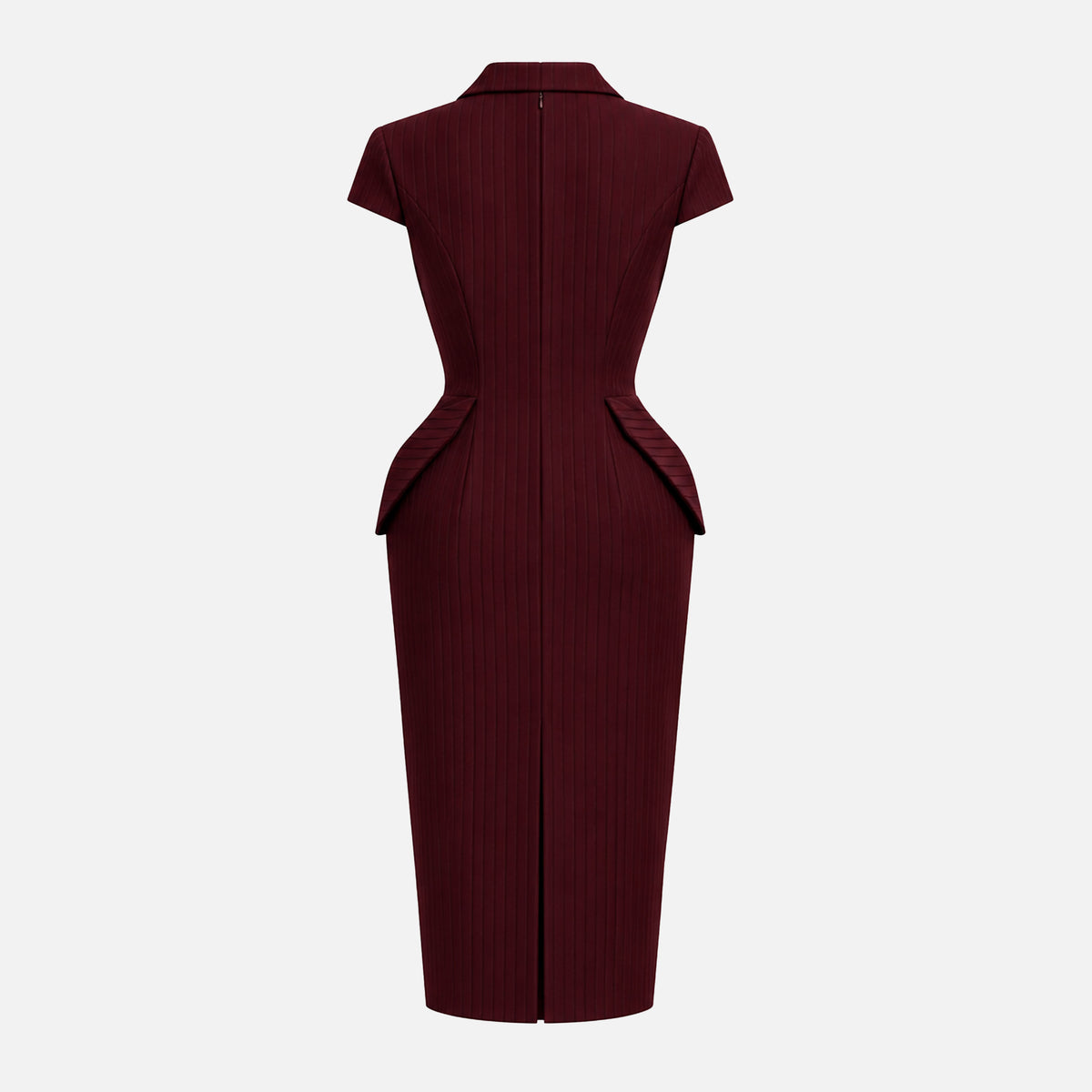 PINSTRIPE STRUCTURED MIDI DRESS