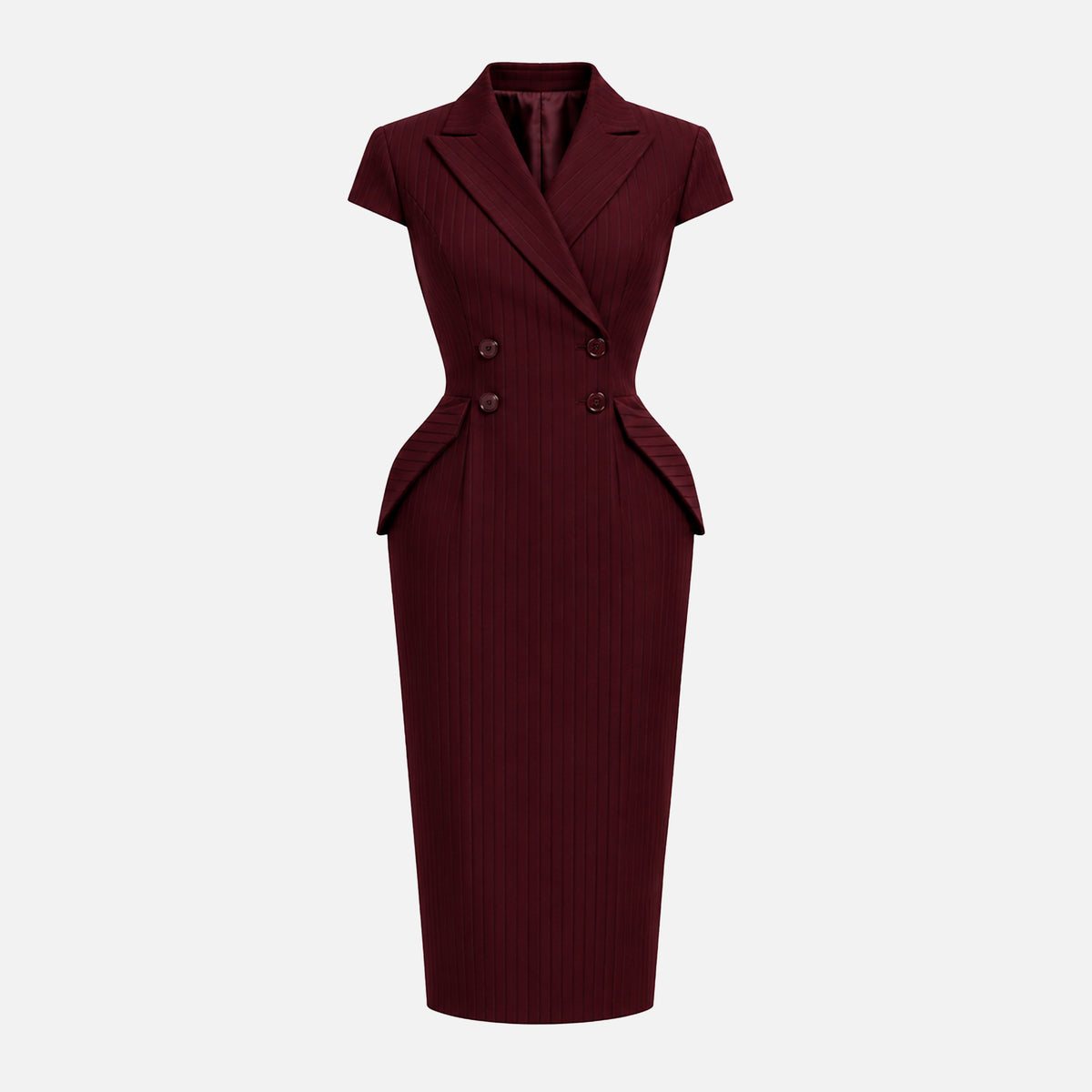 PINSTRIPE STRUCTURED MIDI DRESS