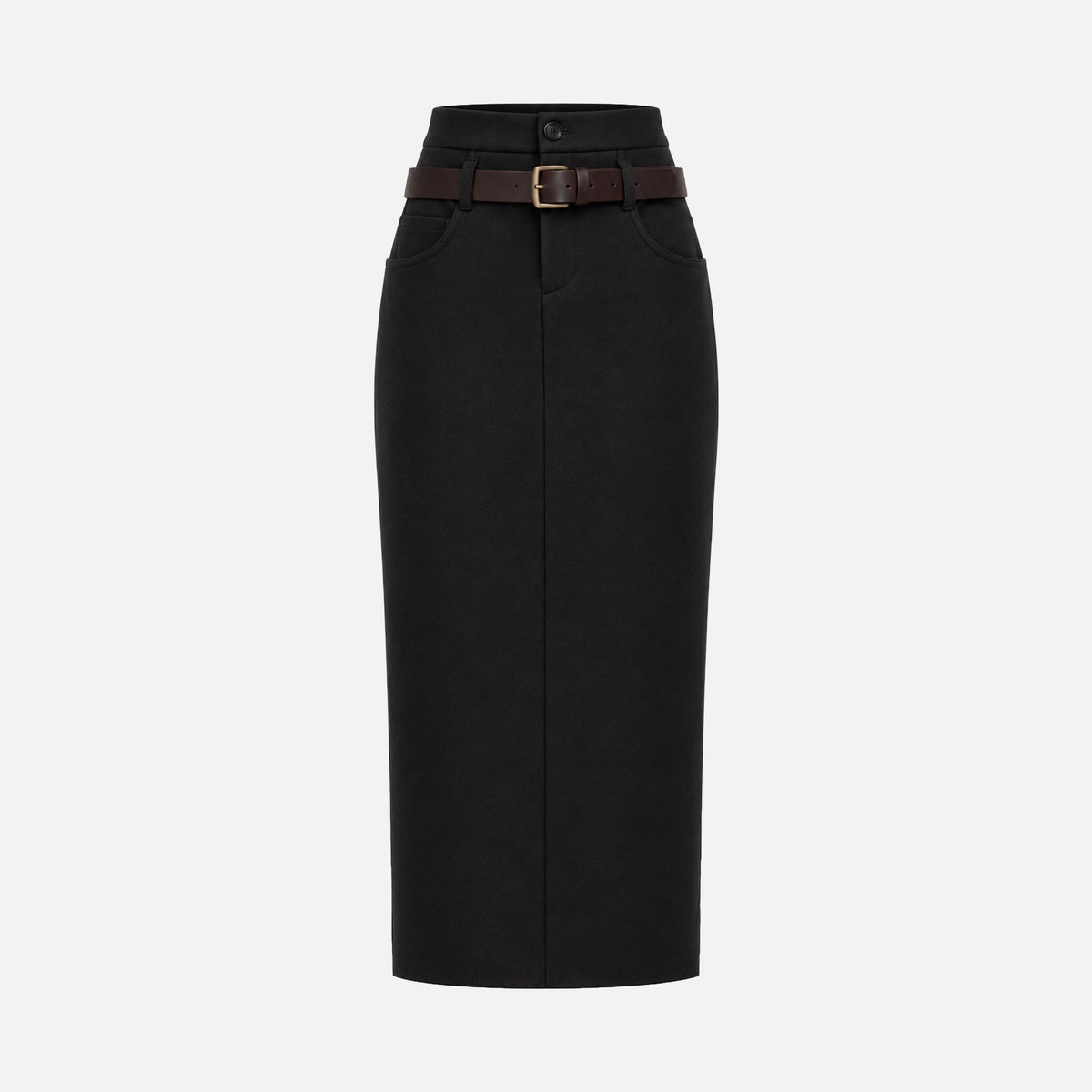 EXTRAFINE WOOL MIDI SKIRT WITH BELT