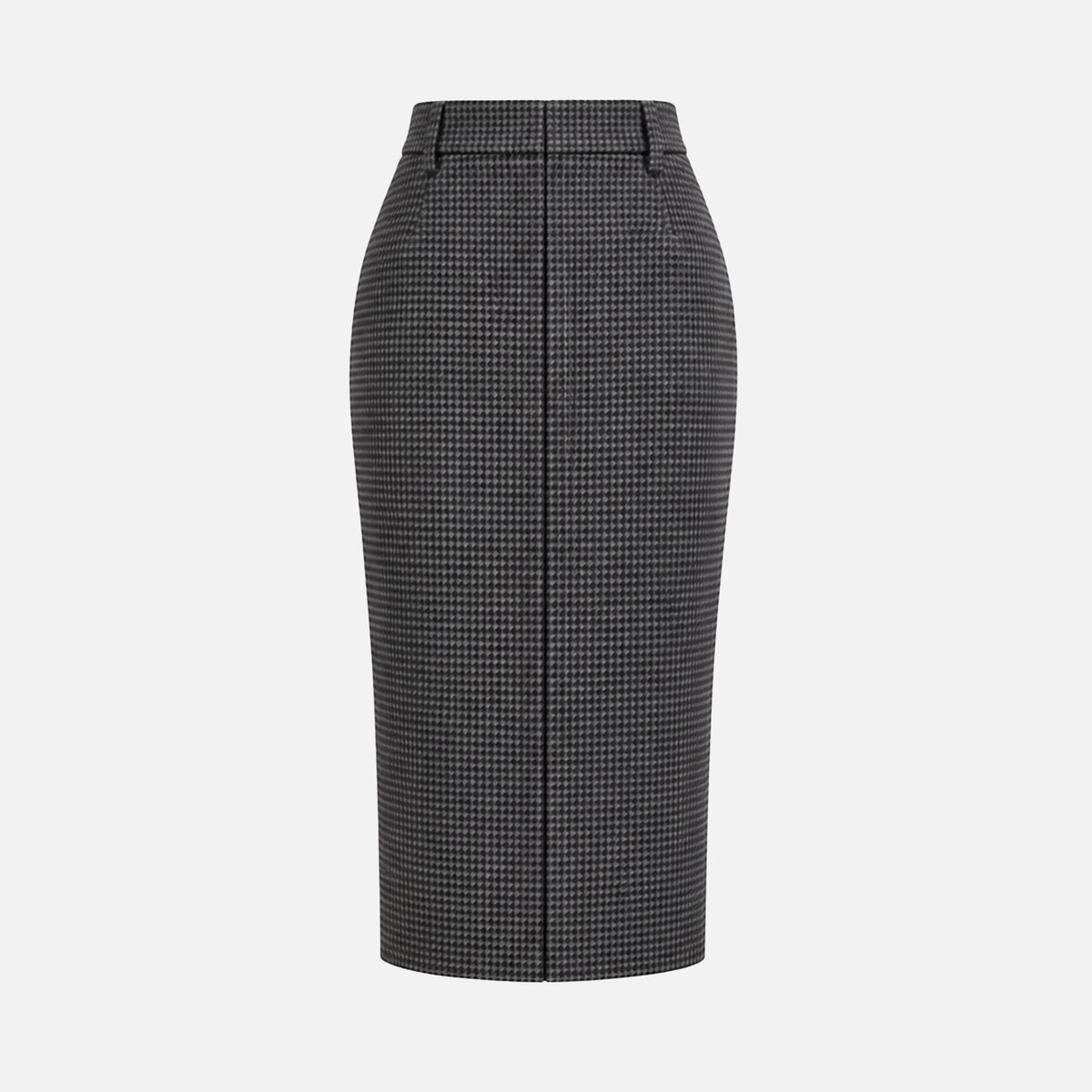 HOUNDSTOOTH WOOL MIDI SKIRT