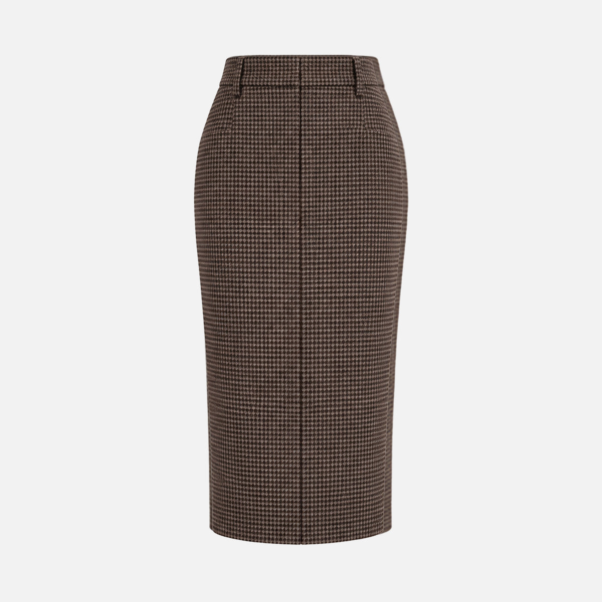 HOUNDSTOOTH WOOL MIDI SKIRT