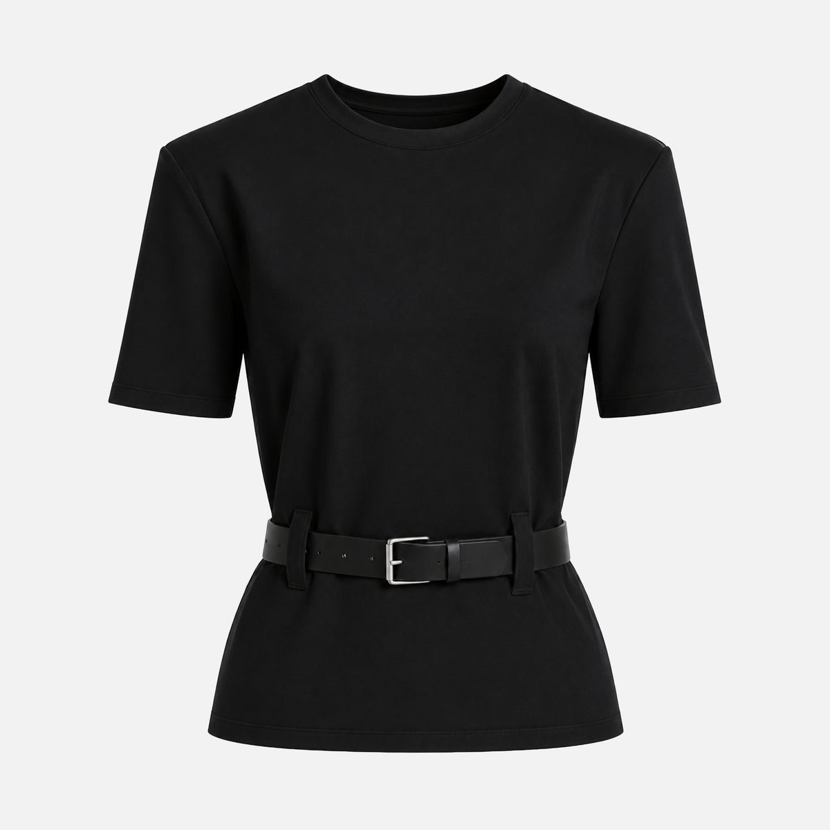 PREMIUM COTTON T-SHIRT WITH LEATHER BELT