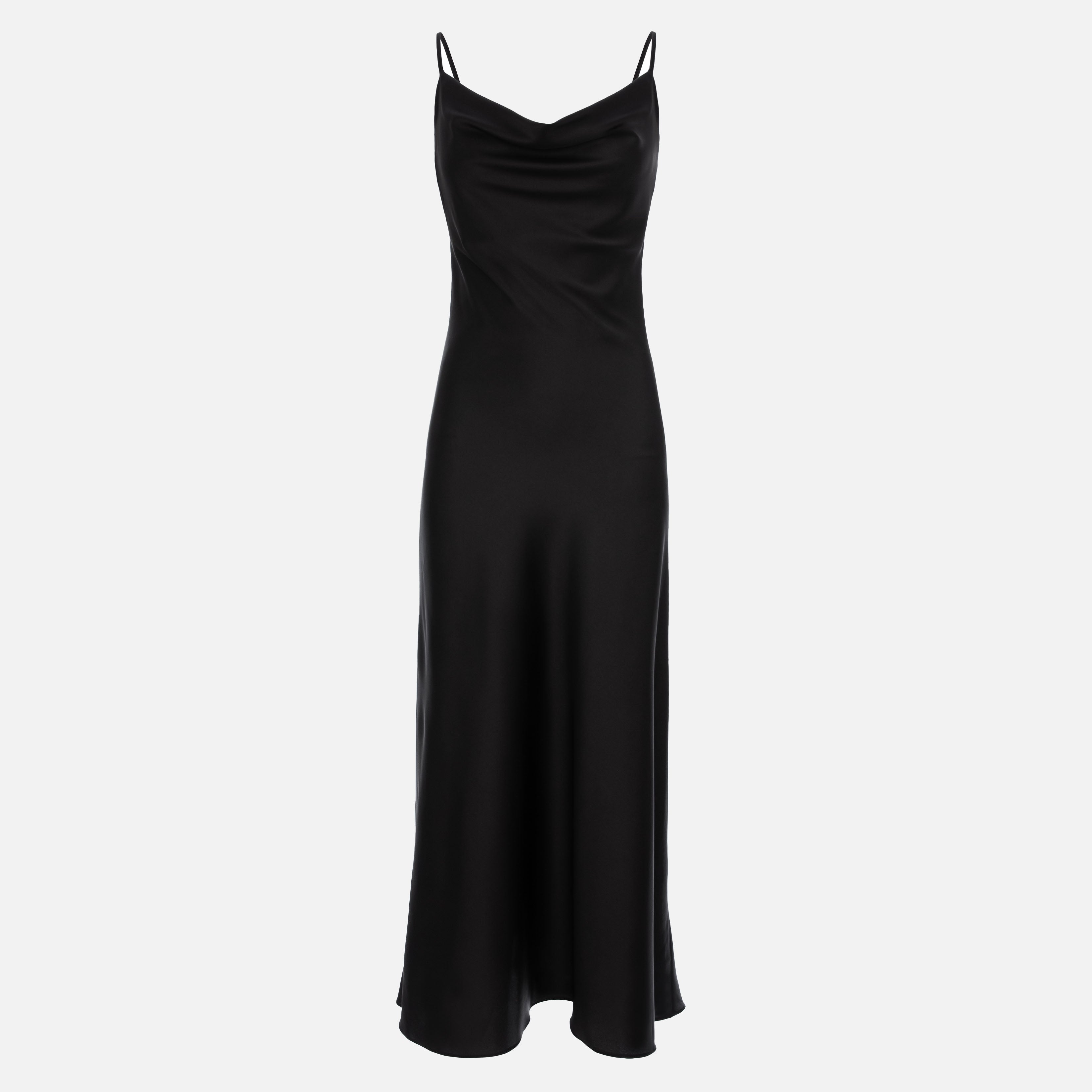 BLACK SILK MIDI DRESS