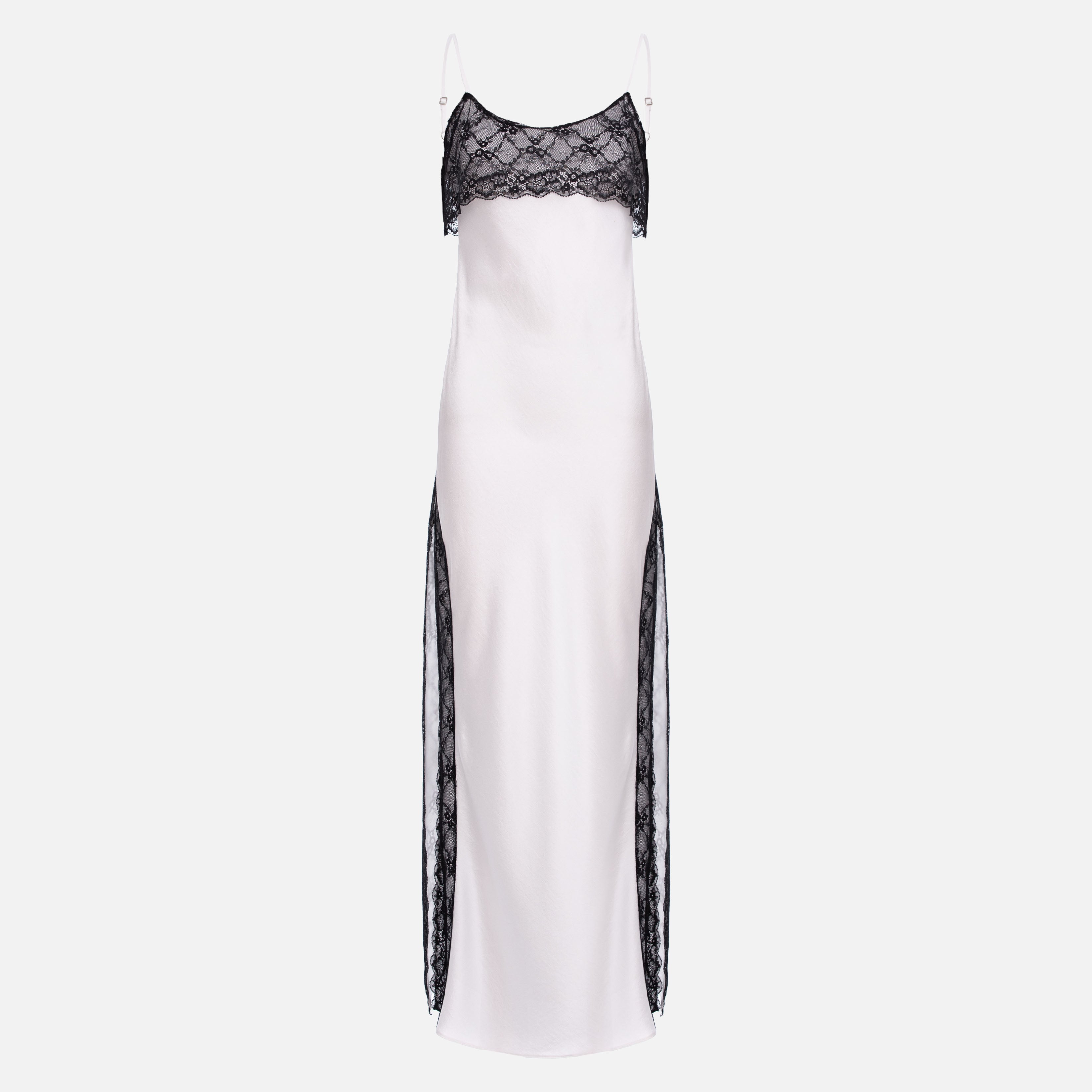 LONG SILK DRESS WITH LACE