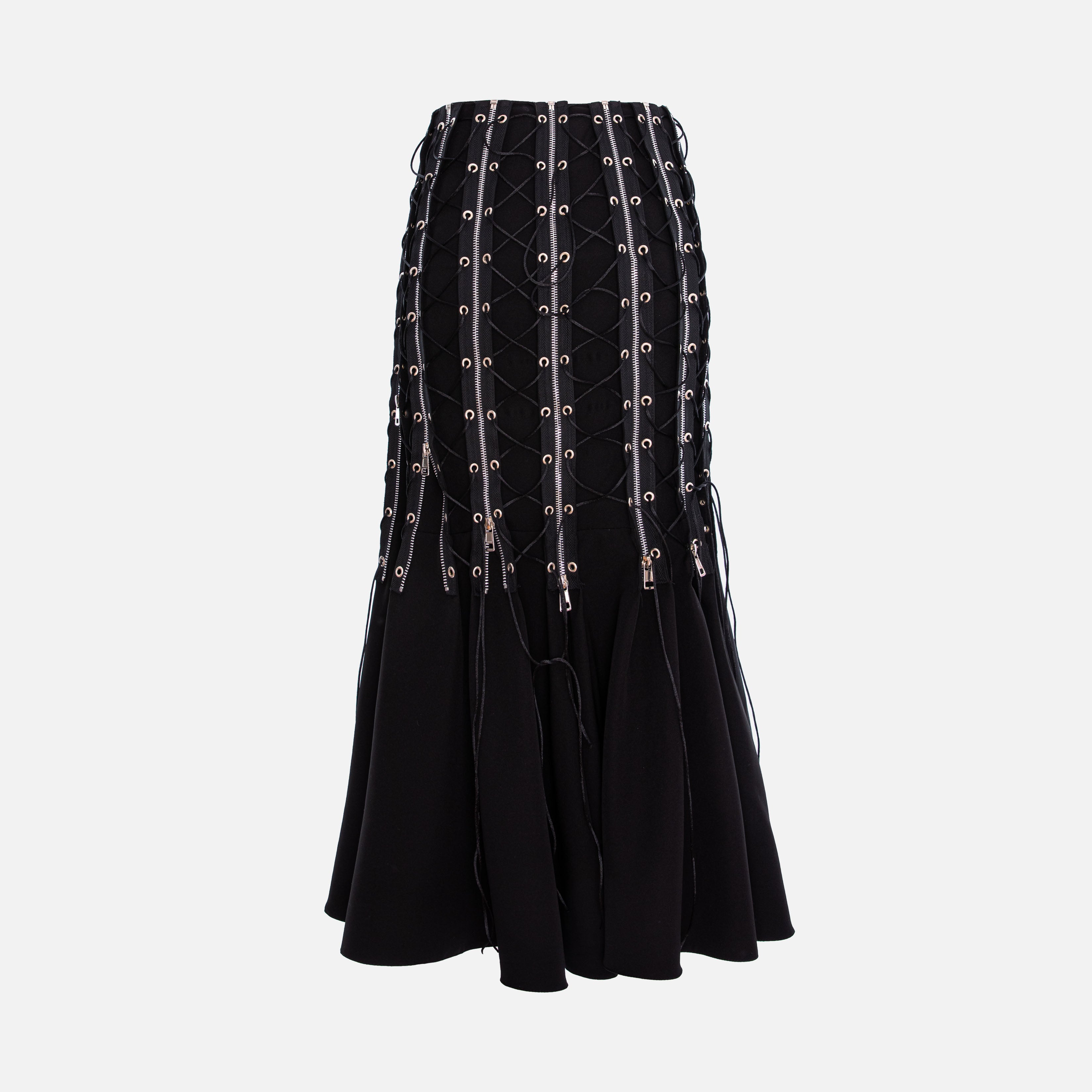 ASYMMETRICAL MIDI SKIRT WITH LACES
