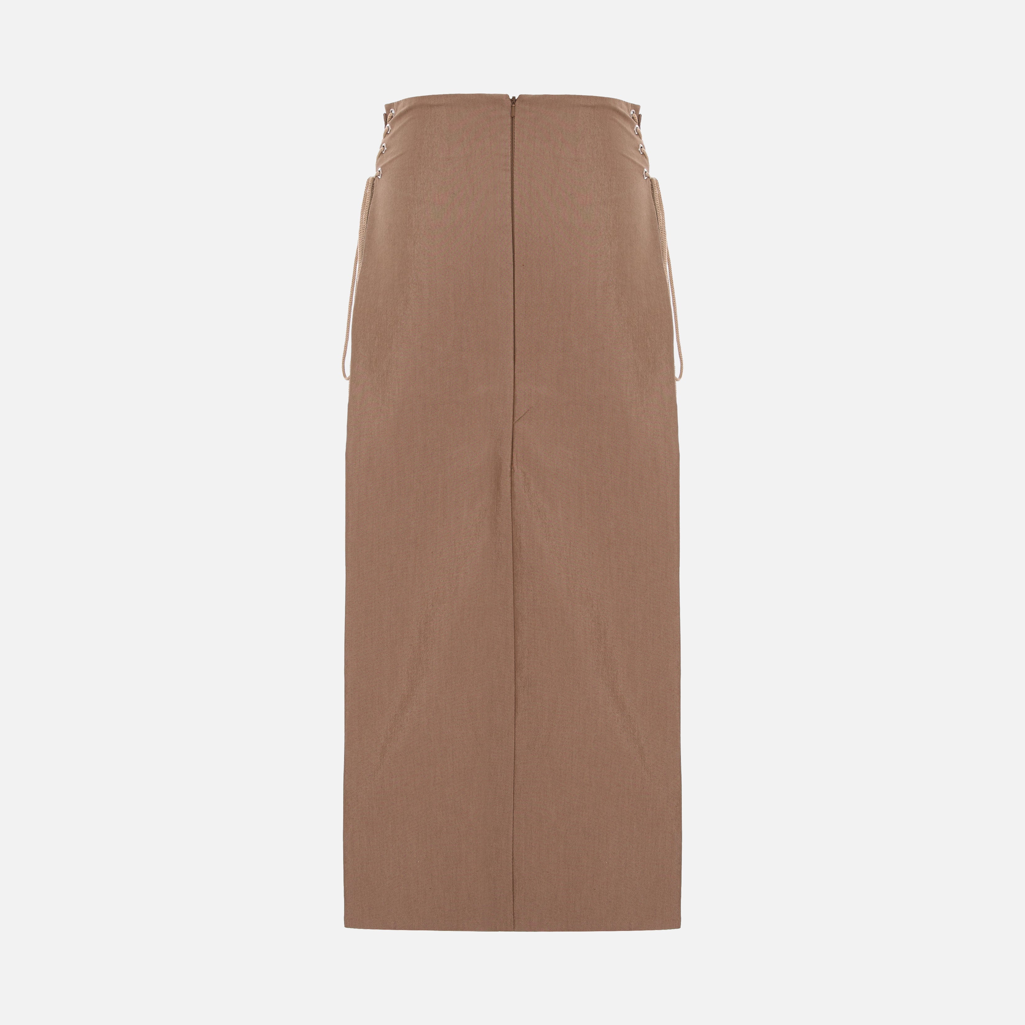LACE-UP MIDI SKIRT WITH SIDE SLIT