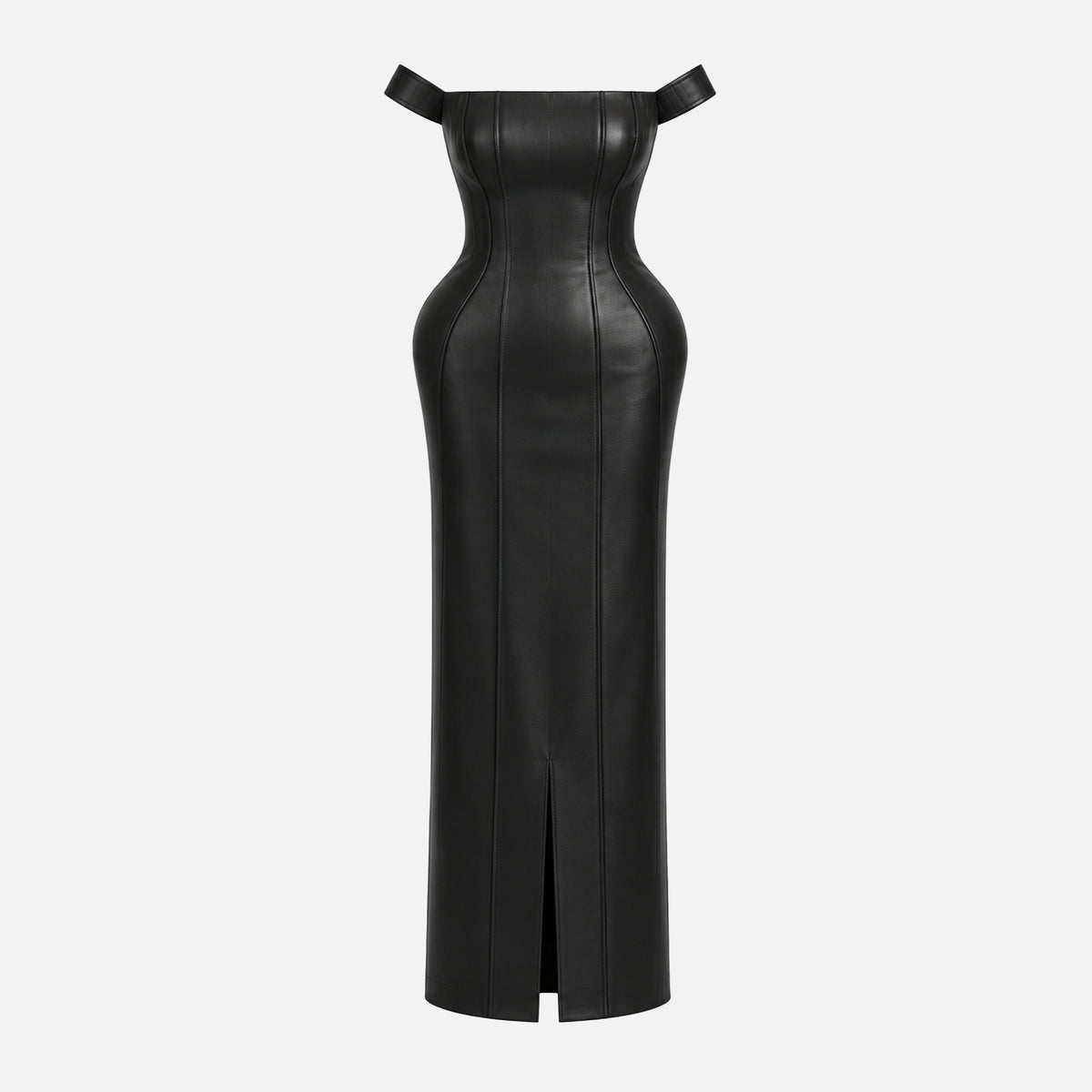 VICTORIAN-STYLE LEATHER LONG DRESS