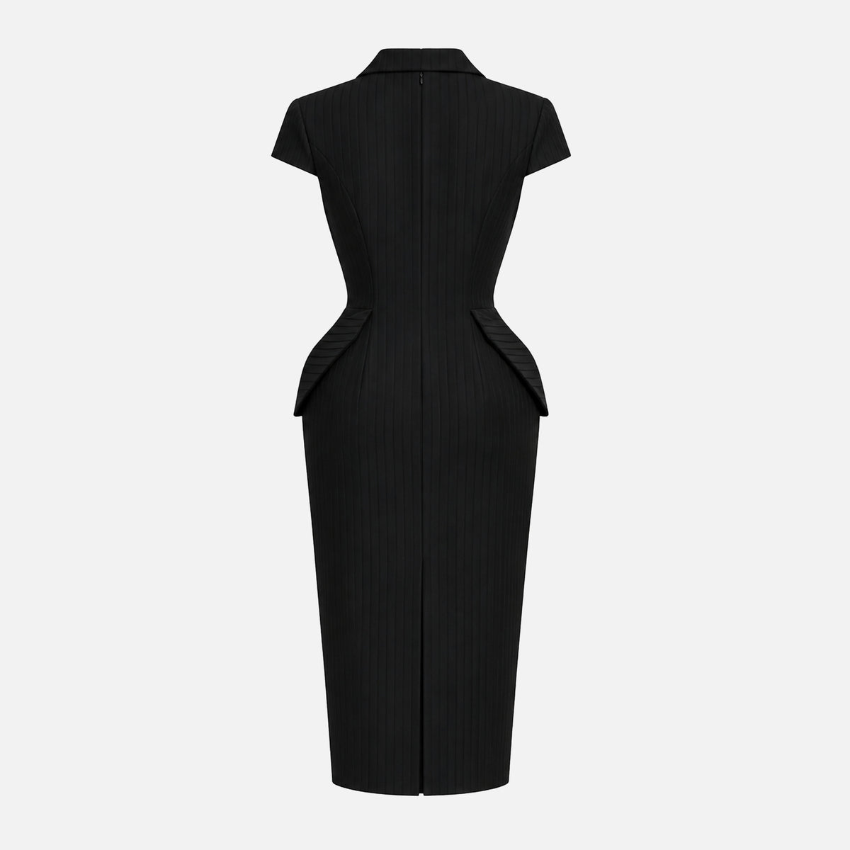 PINSTRIPE STRUCTURED MIDI DRESS