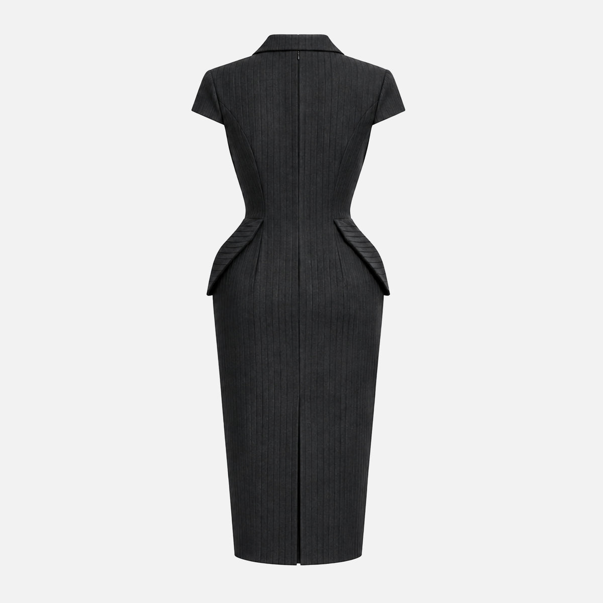 PINSTRIPE STRUCTURED MIDI DRESS