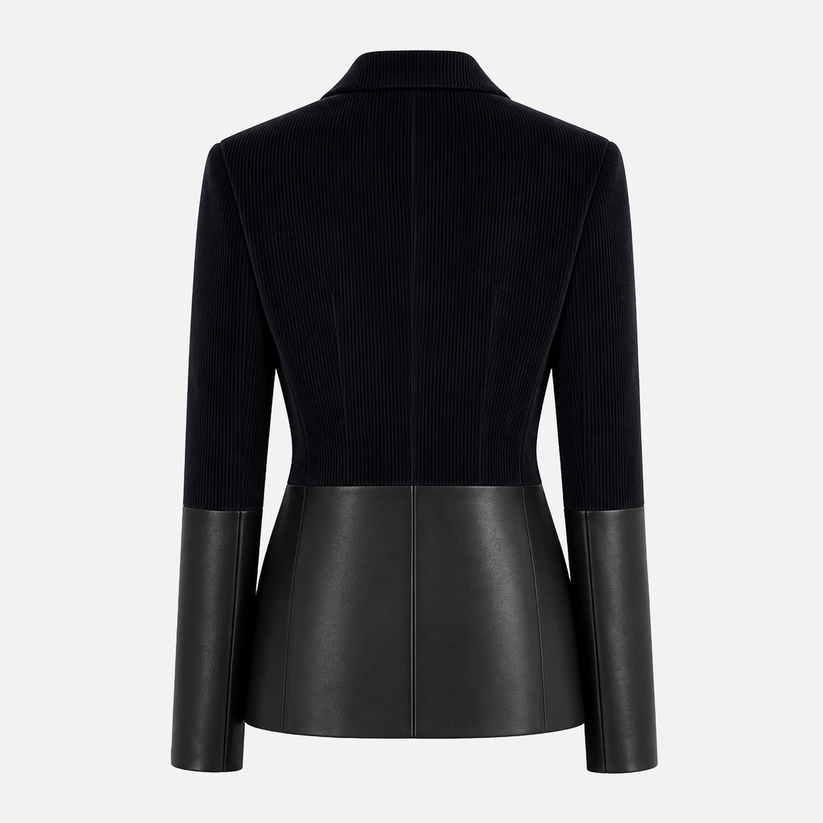 STRUCTURED VELVET AND LEATHER BLAZER