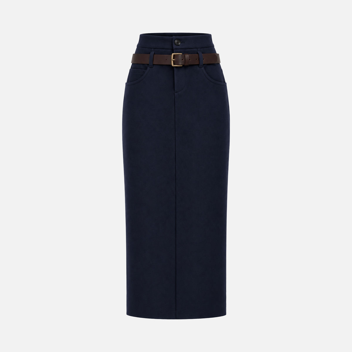 EXTRAFINE WOOL MIDI SKIRT WITH BELT