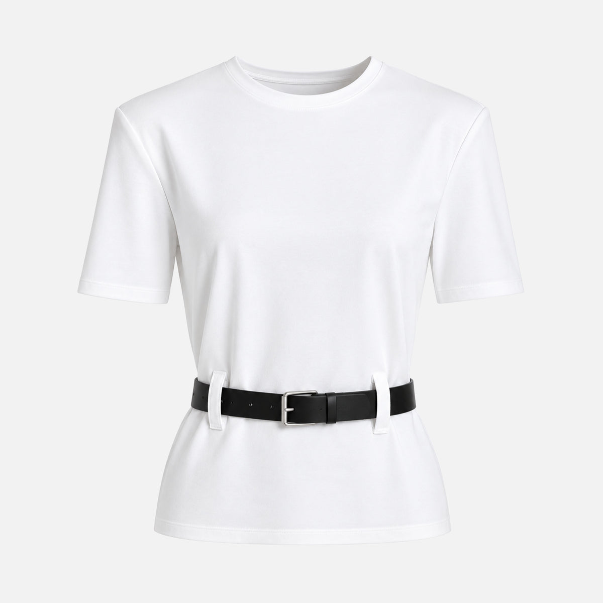 PREMIUM COTTON T-SHIRT WITH LEATHER BELT